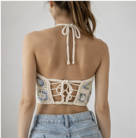 boho crochet halter crop top pattern – granny square summer top (digital download) boho crochet halter crop top pattern – granny square summer top (digital download)