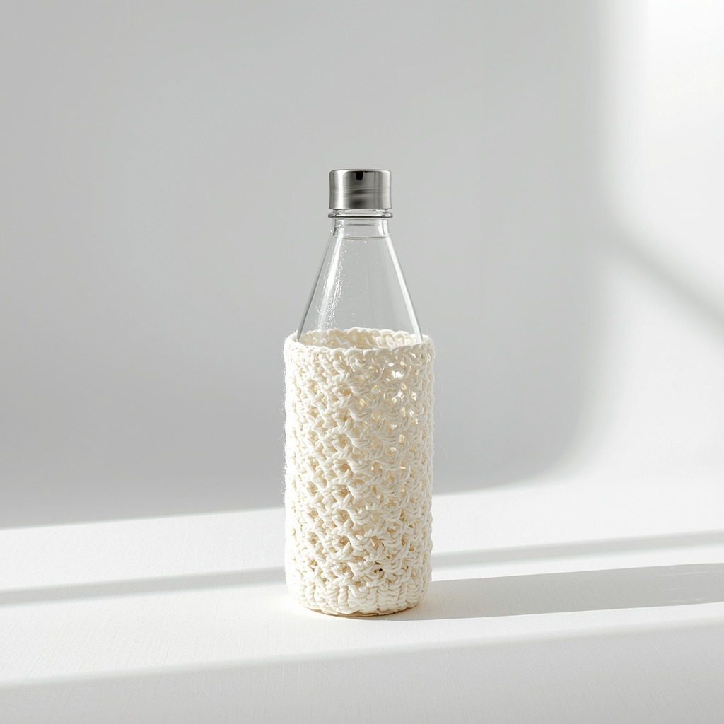 lucid-origin_A_minimalist_studio_product_photo_of_a_handmade_crochet_water_bottle_holder_in_p-0 Crochet Water Bottle Holder Pattern – Adjustable Crossbody Design (Digital Download)